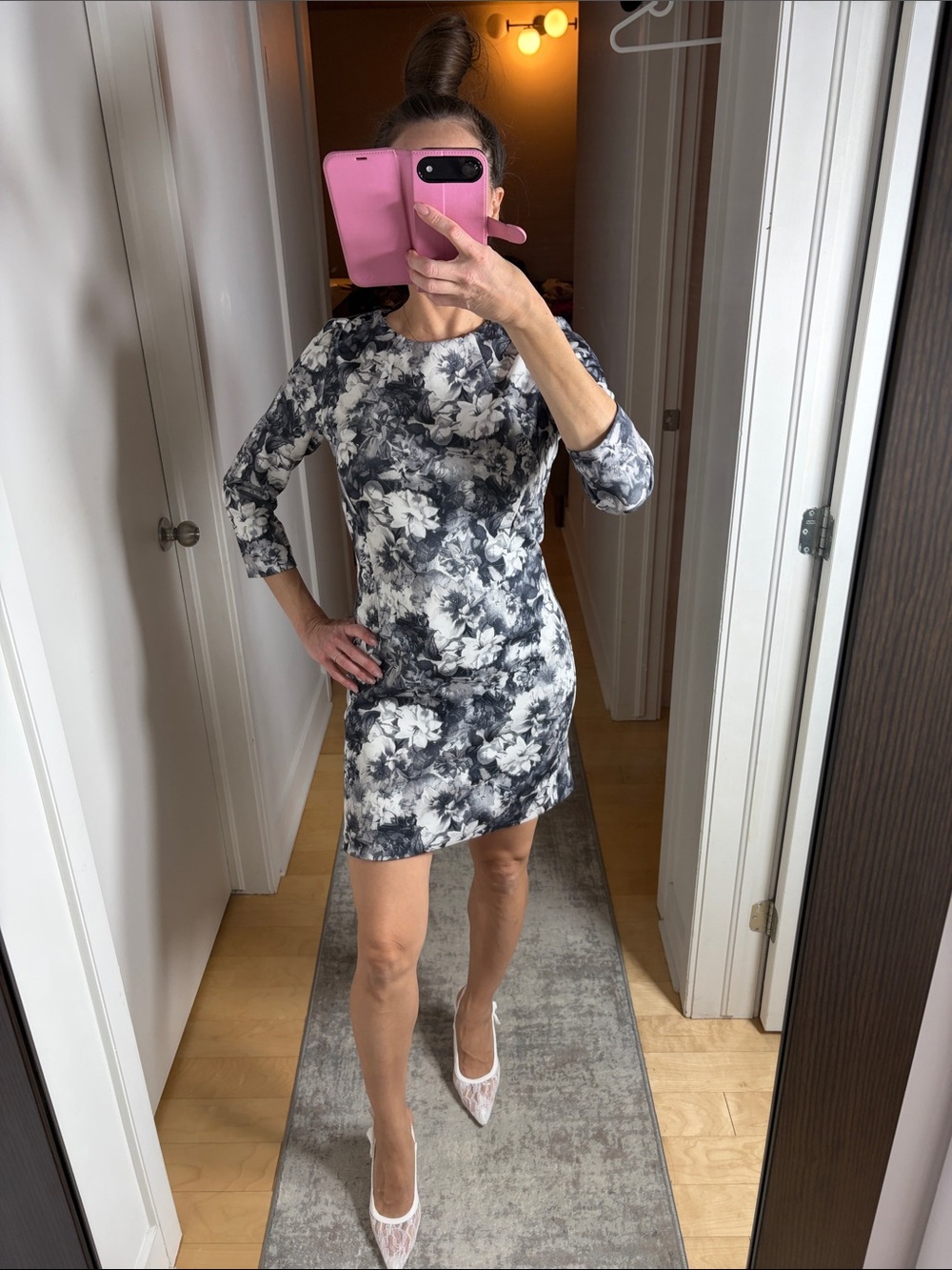 Zara Black & White Floral Mini Dress